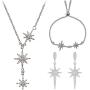 ALAIX Womens Necklace Sets Silver Gold Chain Necklaces with Long Shiny Bling Sparkle Pendant Adjuatable Sweater Necklace for Women and Girls