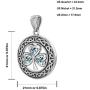US Jewels And Gems Ladies 925 Sterling Silver Genuine Aquamarine Irish Shamrock Clover Pendant Necklace, 18'' to 24''
