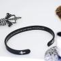 RENYILIN Black Religious Prayer Bracelet Christian Cross Cuff Baptism Faith Biblical Scripture Inspired Cuff Jewelry