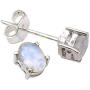 SilverStarJewel Sterling Silver Authentic Rainbow Moonstone tcw 2.0 Earrings 0.3''