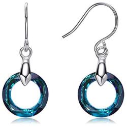 SNOWH Earrings for Women - Dangle Earrings Sterling Silver Hoop Earring with Swarovski Crystals