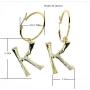 HSQYJ Fashion DIY Big 26 Crystal Letter Charm Bamboo Initial Pendant Necklace Pearl Brooch Pin Hoop Earrings Gold-Plated 20 Inch Chain Letter A-Z Best for Women Girl Jewelry Gift