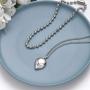 Masiter Punk Layered Alien Necklace Silver Ball Beaded Pendant Choker Chain Cosplay Party Prom Costume Jewelry for Women and Girls