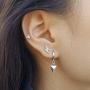 Silver Stud Earrings for Women, 3 Pairs Tiny Round Heart Triangle Cubic Zirconia Studs Hypoallergenic Earrings Set Piercing Jewelry for Men Girls, 4mm
