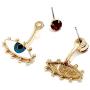 Evil Eye Earrings Red Rhinestone Dangle Drop Studs