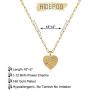 Hidepoo Birth Flower Necklaces for Women, 14K Gold Plated Dainty Paperclip Chain Engraved Floral Heart Necklace Simple Birth Month Flower Pendant Necklace Personalized Jewelry Birthday Gift for Women