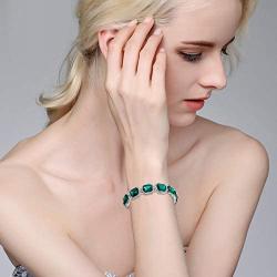 BriLove Womens Wedding Bridal Multi Emerald Cut Crystal Open Bangle Stretch Bracelet