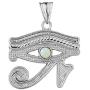Unique Sterling Silver Egyptian White Eye of Horus Pendant Necklace