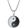 VNOX Chinese Philosophy Taoist Symbol Yin-Yang Taichi Yoga Stainless Steel Rhinestone Pendant Necklace