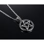 Stainless Steel Powerful Pentacle Necklaces Pentagram, Wicca Traditional Seal of Solomon Pendant, 23.5 Inch Curb Chain