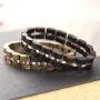 BOBO BIRD Womens Wooden Bracelet Stylish Wood & Stainless Steel Combined Adjustable Wooden Bangle Jewelry
