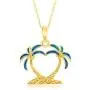 Created Blue/White Opal Heart Shaped Palm Tree Silver/14k Gold/14k Rose Gold Plated Sterling Silver Pendant 18’’ Necklace Jewelry for Women or Teens