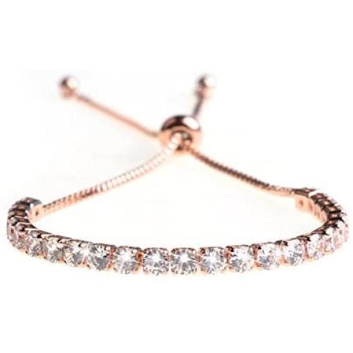 ASHMITA Fashion Adjustable Chain Bracelet for Women,Cubic Zirconia Rose Gold Gift Bracelet of Luxury Shining Jewelry