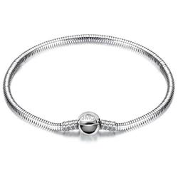 JMQJewelry Lucky Beads Women Girls European Jewelry Circle Charms for Bracelet Stainless Steel Snake Chain 14.5 16.5 18.5 20.5 cm