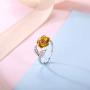 U7 Cute Ring for Women Teen Girls|3D Vivid Rose Flower End Wrap Ring Platinum Plated Adjustable Stacking Ring, Platinum Gold Rose Gold Color