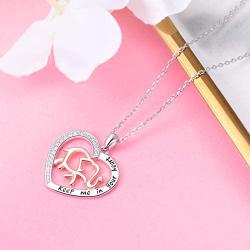 ACJNA 925 Sterling Silver Geometric Origami Elephant Pendant, Heart Engraved Keep me in Your Heart Lucky Elephant Necklace Jewelry Gift