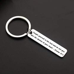 Gzrlyf Psalm 37:4 Keychain Delight Yourself in The Lord Bible Verse Keychain Christian Gifts