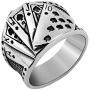 HZMAN Mens Vintage Poker Games Casino Cocktail Party Stainless Steel Biker Spade Ring