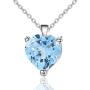 Qitian Jewelry Sky Blue Topaz Necklace - 925 Sterling Silver 1.47 CT Heart Necklace March Birthstone Necklace Pendant Birthday Anniversary Christmas Jewelry Gift for Women Girls