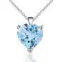 Qitian Jewelry Sky Blue Topaz Necklace - 925 Sterling Silver 1.47 CT Heart Necklace March Birthstone Necklace Pendant Birthday Anniversary Christmas Jewelry Gift for Women Girls