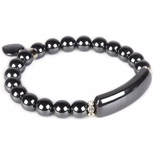 Justinstones Gem Semi Precious Gemstone Love Heart Charm Stretch Beaded Bracelet Unisex