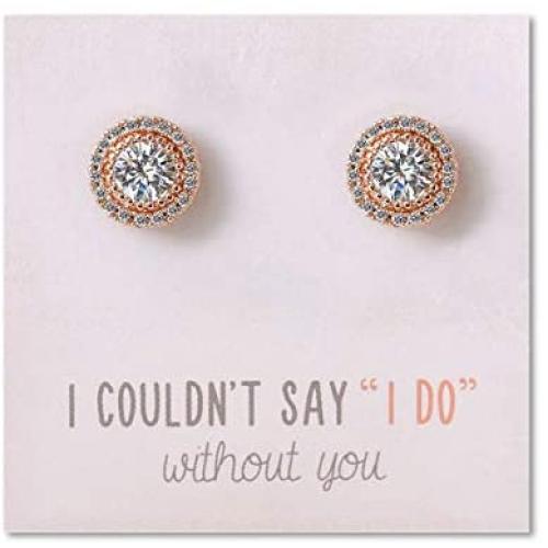 A+O Bridesmaid Gift, Crystal Stud Post or Clip-on Earrings in Silver, Gold, Rose Gold