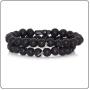 Fusamk 2PCS Cross Turquoise Bracelet Natural Stone Lava Beads Essential Oil Diffuser Bracelets,7.5'' Wrist