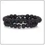 Fusamk 2PCS Cross Turquoise Bracelet Natural Stone Lava Beads Essential Oil Diffuser Bracelets,7.5'' Wrist