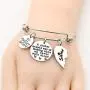 No Matter Where Sister Bracelets 2 Pcs Broken Heart Round Charm Bangles for Sister Daughter