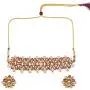 Efulgenz Crystal Kundan Pearl Rhinestone Indian Boho Floral Choker Neckalce Earrings Wedding Bridal Jewelry Set (Yellow)