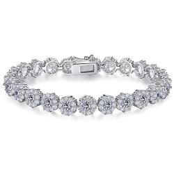 SHKA Gold Plated Tennis Bracelet with Sparkling White Cubic Zirconia Stone for Women Girls, Gifts for Graduation