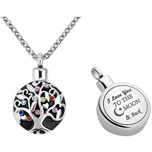 CLY Jewelry Urn Necklace for Ashes Symbol Pendant Necklace Infinity Love Black and White Cremation Jewelry for Women Men Memorial Keepsake for Family Beloved