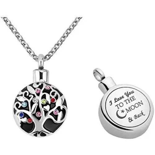 CLY Jewelry Urn Necklace for Ashes Symbol Pendant Necklace Infinity Love Black and White Cremation Jewelry for Women Men Memorial Keepsake for Family Beloved
