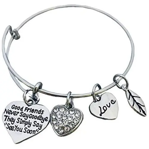 Friend Charm Bracelet- Good Friends Never Say Goodbye Bangle Bracelet- Womens Friend Jewelry- Gift for Friends Friend Charm Bracelet- Good Friends Never Say Goodbye Bangle Bracelet- Womens Friend Jewelry- Gift for Friends