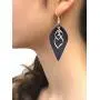 MANZHEN Leather Leaf Teardrop Earrings with Double Linear Loops Twist Wave Dangle Earrings MANZHEN Leather Leaf Teardrop Earrings with Double Linear Loops Twist Wave Dangle Earrings