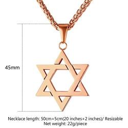 JewelBeauty Star of David Pendant Necklace Stainless Steel Jewish Jewelry for Men Women Religious Free 24'' Chain