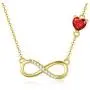 Yafeeso 14K Gold Infinity Necklace, Solid Infinity Love Heart Pendant Necklace with Red Cubic Zirconia Jewelry Gifts for Her, Women, 16+2 Inch