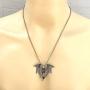 Gothic Halloween Horror Jewelry Winged Vampire Skull Skeleton Corpse Angel of Death Punk Rock Heavy-Metal Biker Protection Amulet Pewter Unisex Mens Pendant Necklace Charm for men Silver Ball Chain