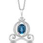 Jewelili Enchanted Disney Fine Jewelry Silver with 1/10 CTTW Diamond and London Blue Topaz Cinderella Carriage Pendant