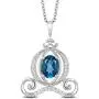 Jewelili Enchanted Disney Fine Jewelry Silver with 1/10 CTTW Diamond and London Blue Topaz Cinderella Carriage Pendant Jewelili Enchanted Disney Fine Jewelry Silver with 1/10 CTTW Diamond and London Blue Topaz Cinderella Carriage Pendant