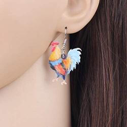 DOWAY Acrylic Charm Chicken Rooster Earrings Drop Dangle Jewelry Farm Decoration for Women Girls Funny Party Gifts (Multicolor)