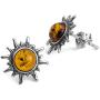 Amber Sterling Silver Sun Stud Tiny Small Earrings