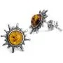 Amber Sterling Silver Sun Stud Tiny Small Earrings