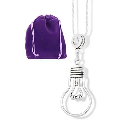 EPJ Light Bulb Necklace | Idea Charm Snake Chain Pendant EPJ Light Bulb Necklace | Idea Charm Snake Chain Pendant