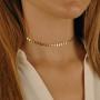 CHESKY 14K Gold Plated Coins Pendant Necklace for Women Handmade Circle Choker Necklace with Round Disc Pendants Delicate Jewelry