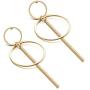 Big Double Circle Bar Hoop Dangle Earrings for Women Girls, Gold Simple Round Gold Fashion Jewelry