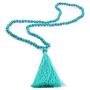 JAYUMO 8mm Mala Beads Necklace Natural Stone Meditation Statement Necklace Hand Knotted Japa Yoga Rosary Prayer Beaded Tassel Necklace
