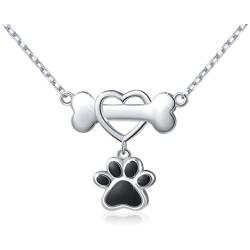 925 Sterling Silver Cute Paw Print Pendant Necklace for Women