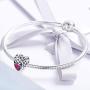 NINGAN Birthstone Openwork Heart Bead Charms 925 Sterling Silver Fits European Charm Bracelets Necklaces