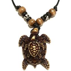 Nove Jewelry Leather White Turtle Necklace - Hawaiian Style Sea Turtle Pendant Necklace - Handmade Necklace